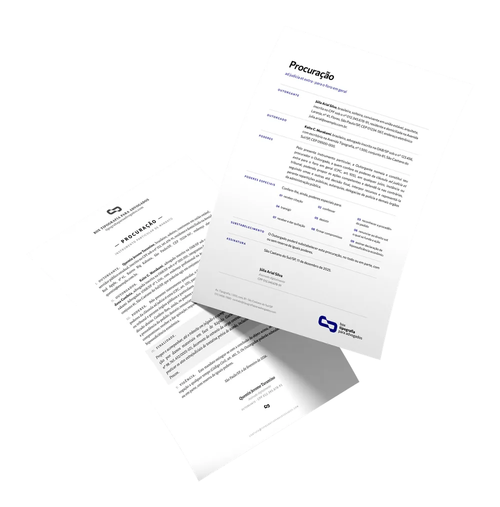 A mesma procuração em duas linhas: a Clássica e a Contemporânea