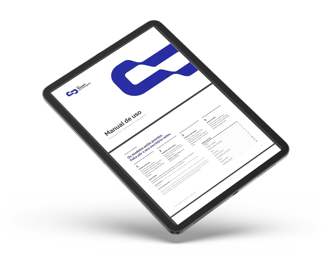 O manual de uso do Box aberto num tablet