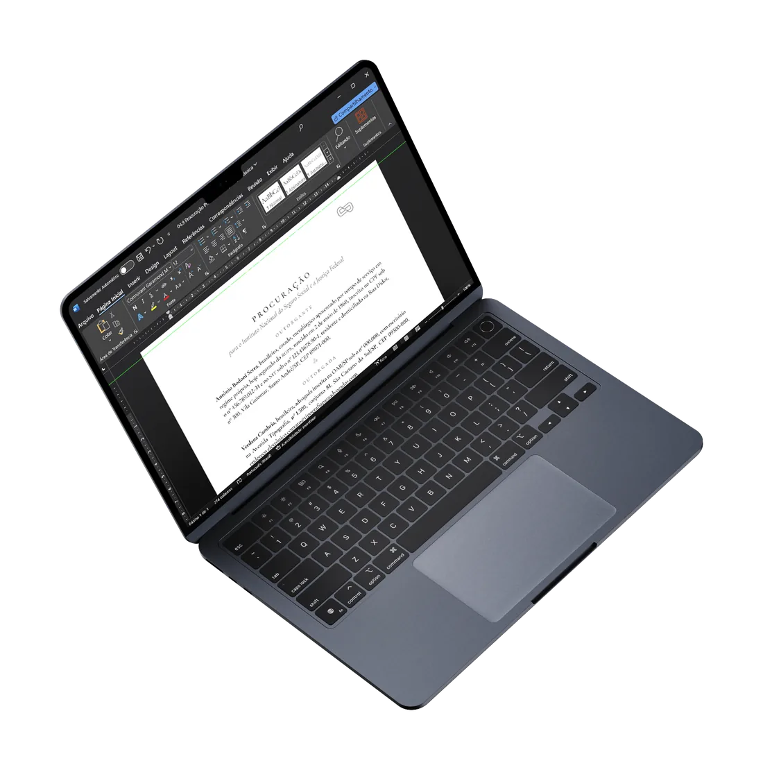 Procuração do Box aberta no Microsoft Word